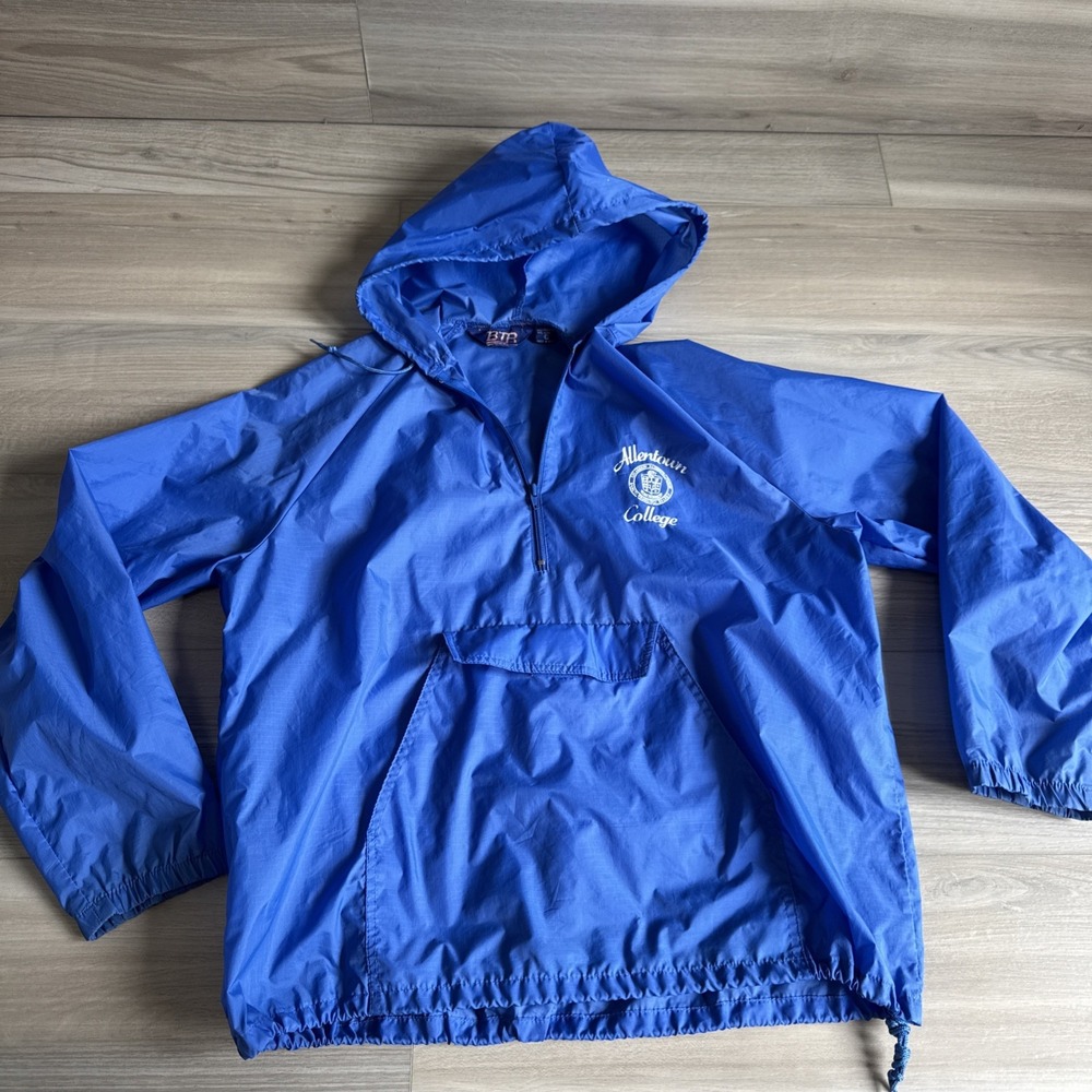 Vintage BTR Allentown College Nylon Windbreaker Jacket Blue Men's Large